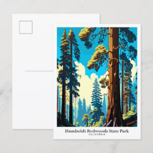 Postal Humboldt Redwoods Parque estatal Ilustracion de vi