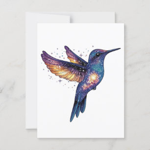 Postal Hummingbird con pájaro de Stary Night Sky