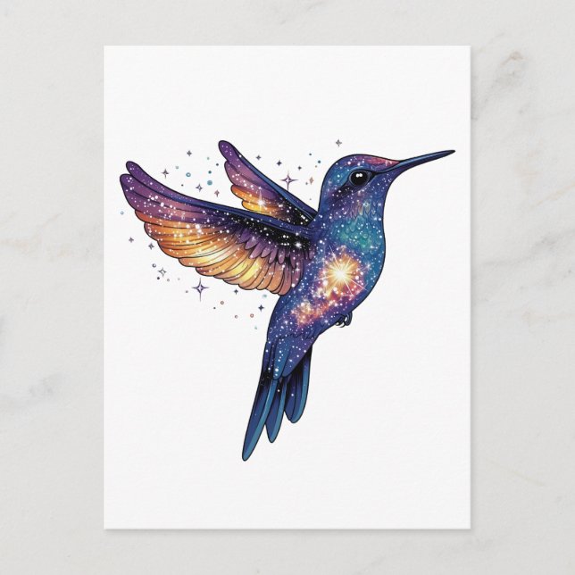 Postal Hummingbird con pájaro de Stary Night Sky (Anverso)