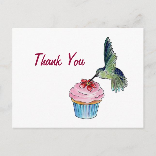 Postal Hummingbird Cupcake Love (Anverso)