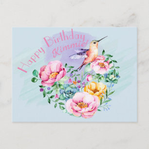 Postal Hummingbird Feliz Cumpleaños