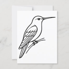 Postal Hummingbird Line Art - Ilustracion de pájaro