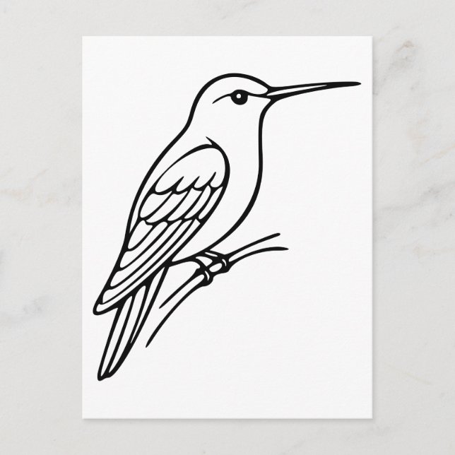 Postal Hummingbird Line Art - Ilustracion de pájaro (Anverso)