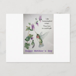 Postal Hummingbird Wings Día de la Madre Postcard Joyful