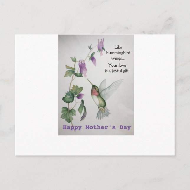 Postal Hummingbird Wings Día de la Madre Postcard Joyful  (Anverso)