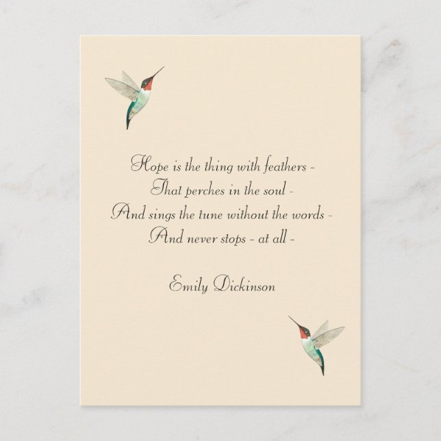 Postal Hummingbirds machacado por la esperanza (Anverso)