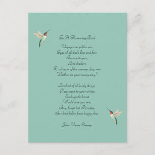 Postal Hummingbirds y John Vance Cheney Cita