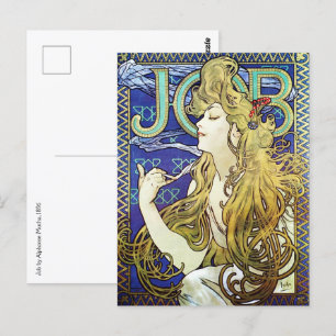 Postal Humo elegante, trabajo de Alphonse Mucha Art Nouve