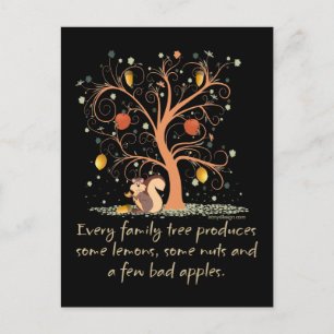 Postal Humor de árbol familiar