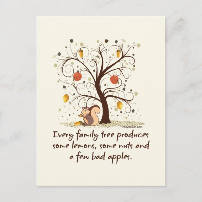 Postal Humor de árbol familiar (Anverso)