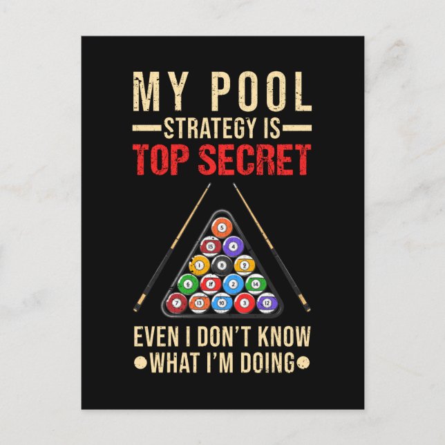 Postal Humor de billar jugador divertido de bola 8 (Anverso)