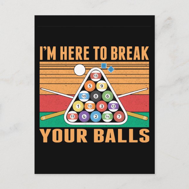 Postal Humor de billar sarcástico deportes de taco snooke (Anverso)