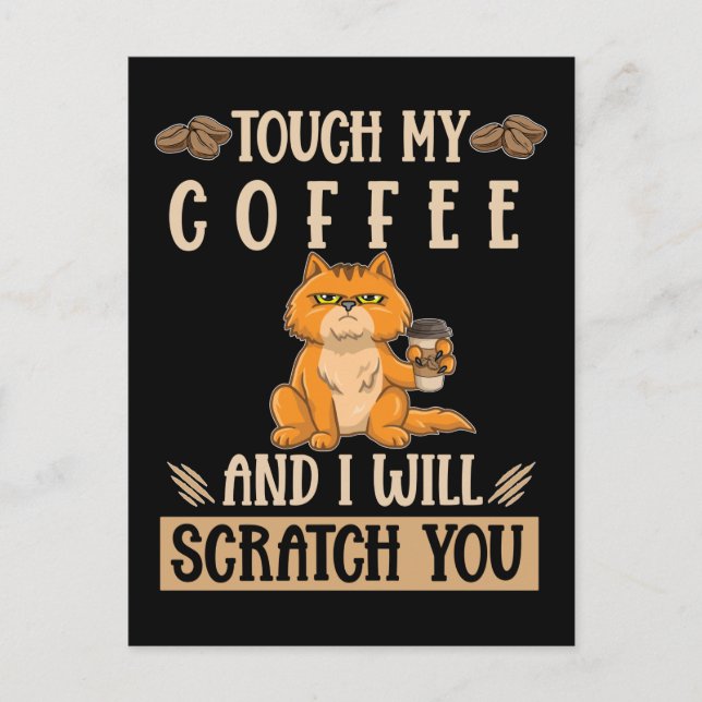 Postal Humor de café de gato Angry Kitten (Anverso)
