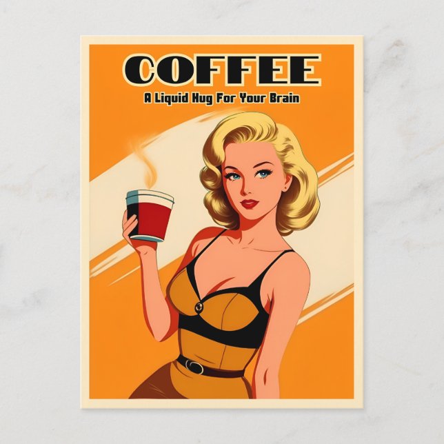 Postal Humor de cafetera divertida retro vintage (Anverso)