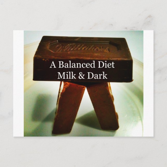 Postal Humor de chocolate - Una dieta equilibrada (Anverso)