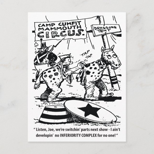 Postal Humor de circo, sin complejo de inferioridad, dive (Anverso)
