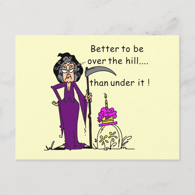 Postal Humor de cumpleaños de Grim Reaper (Anverso)