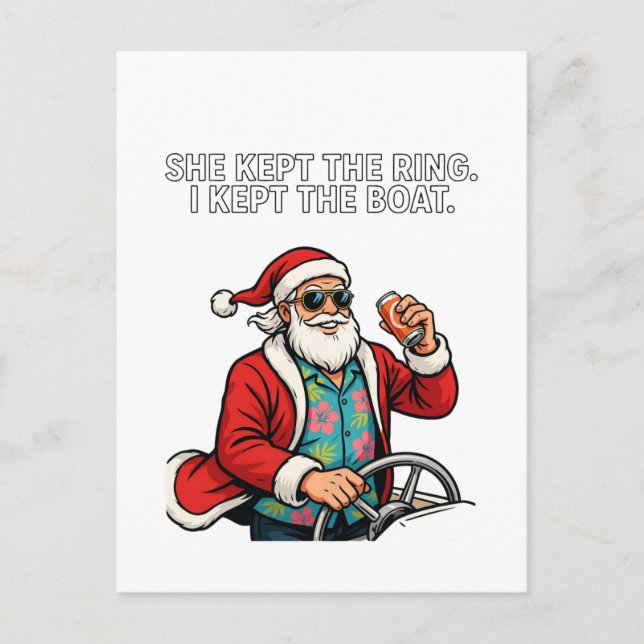 Postal Humor de custodia de divorcio de Santa Navidad div (Anverso)