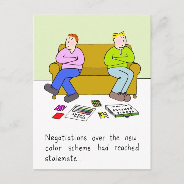 Postal Humor de decoración gay en casa (Anverso)