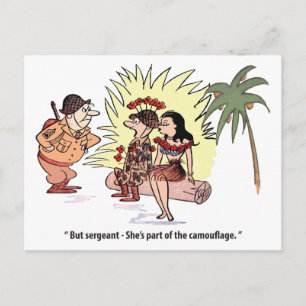 Postal Humor de Ejército, Soldado con Mujer Bonita, Diver