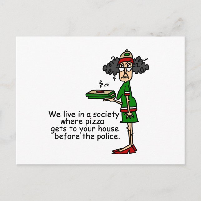 Postal Humor de entrega de pizza (Anverso)