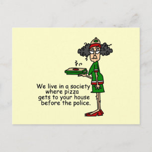 Postal Humor de entrega de pizza