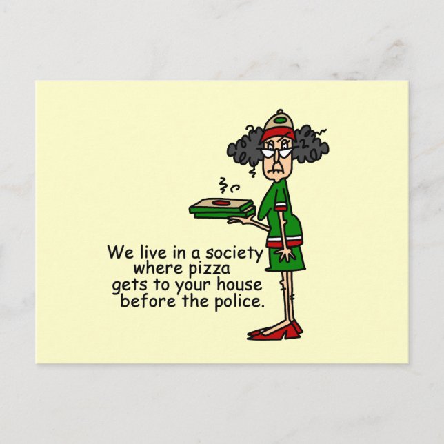 Postal Humor de entrega de pizza (Anverso)