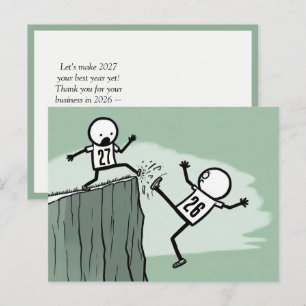 Postal Humor de figuras de palitos para el año nuevo 2027