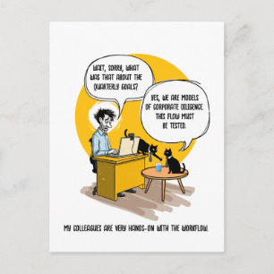 Postal Humor de gato de oficina divertido regalo de compa