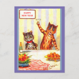 Postal Humor de gato vintage antropía de arte antropomórf