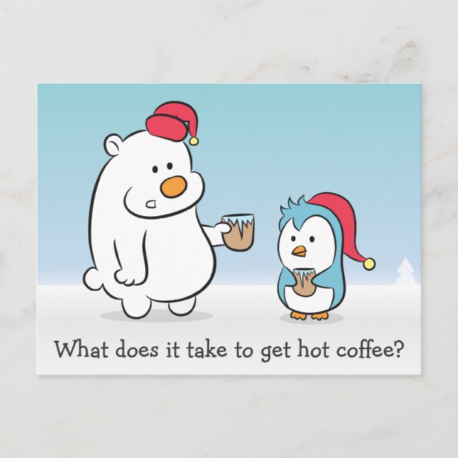 Postal Humor de invierno: el oso polar se queja del pingü (Anverso)