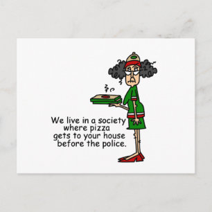 Postal Humor de la entrega de la pizza