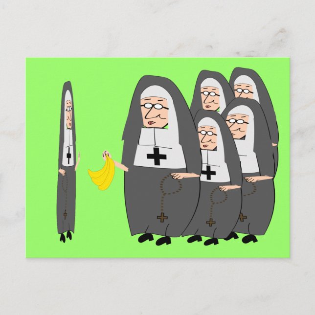 Postal Humor de las mujeres católicas "hermanas gordas" (Anverso)