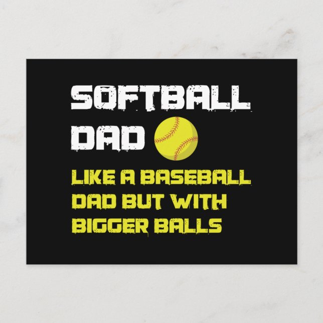 Postal Humor de Papá Jugador de Softbol (Anverso)