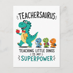 Postal Humor de Teachersaurus con pequeños dinosaurios