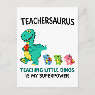 Postal Humor de Teachersaurus con pequeños dinosaurios