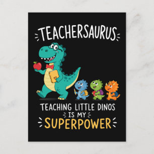 Postal Humor de Teachersaurus con pequeños dinosaurios