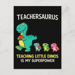 Postal Humor de Teachersaurus con pequeños dinosaurios