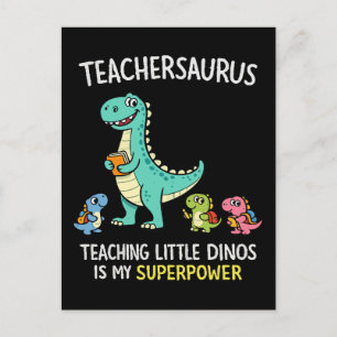 Postal Humor de Teachersaurus con pequeños dinosaurios