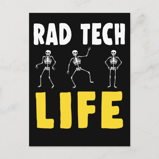 Postal Humor de técnicos de Rad Esqueletos Radiología en  (Anverso)
