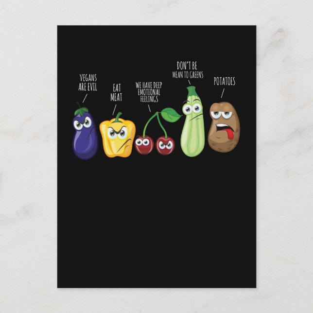 Postal Humor de verduras divertidas citas sarcásticas (Anverso)