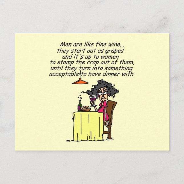 Postal Humor de vino masculino y fino (Anverso)