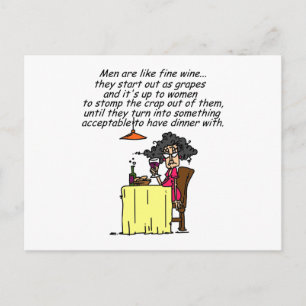 Postal Humor de vino masculino y fino