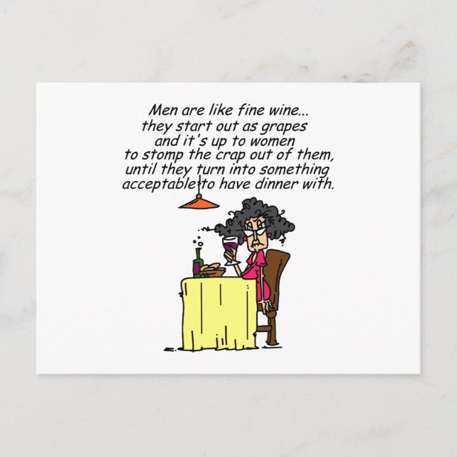 Postal Humor de vino masculino y fino (Anverso)