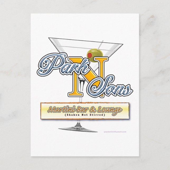 Postal Humor del bar Park N Sons Martini (Anverso)