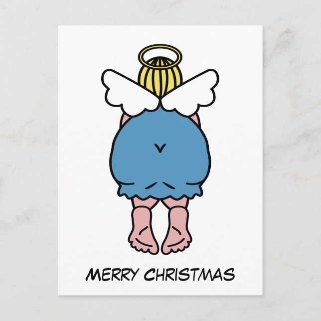 Postal Humor divertido de Chubby Angel Feliz Navidad (Anverso)