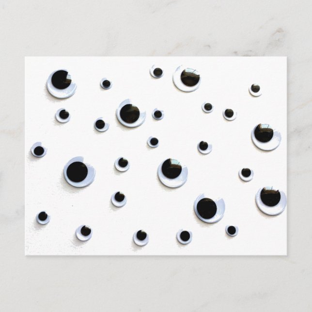 Postal Humor divertido de googly Eyes Black and White Sil (Anverso)