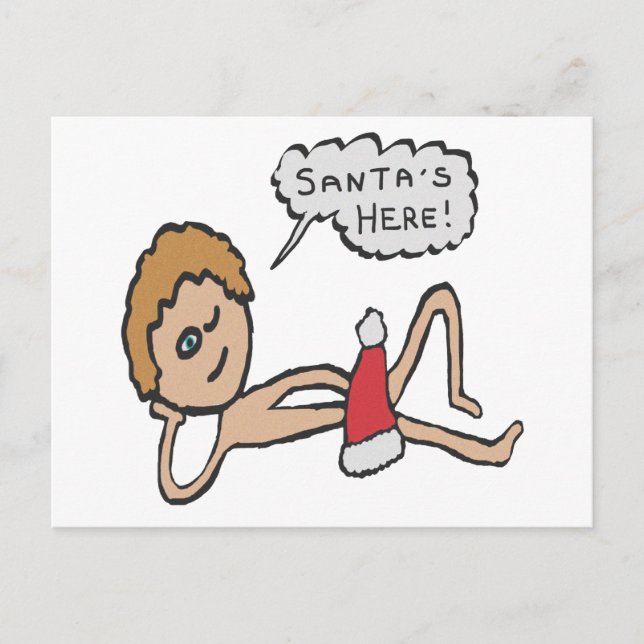 Postal Humor divertido de navidad en Santa's Here (Anverso)