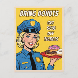 Postal Humor divertido de policía retro vintage Arte pop