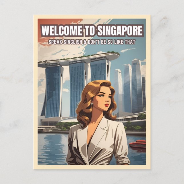 Postal Humor divertido de Singapur de viaje de soltero (Anverso)